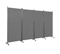 Angel Living 4 Panels Folding Room Divider, Privacy Screen Composed of Polyester Fabric and Sturdy Iron Frame, Freestanding Room Partitions for Office Bedroom Study 324x50x180cm (Grey)