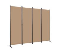 Angel Living 4 Panels Folding Room Divider, Privacy Screen Composed of Polyester Fabric and Sturdy Iron Frame, Freestanding Room Partitions for Office Bedroom Study 224 x 22 x 165cm (Mocha)
