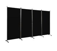 Angel Living 4 Panels Folding Room Divider, Privacy Screen Composed of Polyester Fabric and Sturdy Iron Frame, Freestanding Room Partitions for Office Bedroom Study 324x50x180cm (Black)