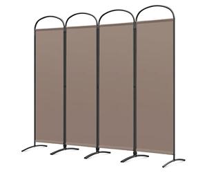 Angel Living 4 Panels Folding Room Divider, Privacy Screen Composed of Polyester Fabric and Sturdy Iron Frame, Freestanding Room Partitions for Office Bedroom Study 224x50x182cm (Brown)