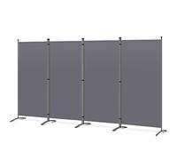 Angel Living 4 Panels Folding Room Divider | Privacy Screen with Polyester Fabric & Sturdy Iron Frame | Freestanding Partition for Office, Bedroom, Study | 324x50x169cm (Grey)