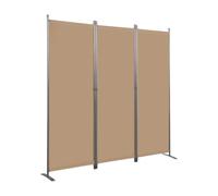 Angel Living Folding Room Divider, 3 Panel Privacy Screen Composed of Polyester Fabric and Sturdy Iron Frame, Freestanding Room Partitions for Office Bedroom Study 168x22x165cm (Mocha)