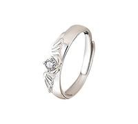 Angel Matching Promise Rings for Couples Best Friend Cute Love Jewelry Gift for Him Her Women Men Boyfriend Girlfriend Size Adjustable M Ring (B, A)