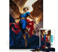 Angel Michael with Sword And Golden Wings Teenagers 1000 Pieces Puzzle Memory Fun Game Clean Cut Sturdy Components Portable Travel Friendly Fun Game (38x52cm)