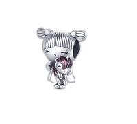 Angel Mother Daughter Hamsa Evil Eye Bird Monkey Unicorn Lucky Charm Bead Pendant 925 Sterling Silver Compatible With Pandora Charm Moments Bracelet (Unicorn Teddybear Horse Hug Hugging)