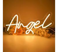 Angel Neon Sign Warm White, Large 16.5 x 7.8 inches Dimmable Letter Angel Neon Light USB Powered Light Up Sign for Wall Decor, Kids Room, Birthday Wedding Party Decor, Baby Shower, Graduation Gift