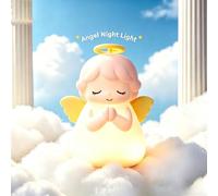 Angel Night Light, Silicone Touch Lamp 7 Color Changing & 3 Brightness Levels USB Rechargeable Dimmable Bedside Lamp Timer, for Kids Girls Bedroom Soft Nursery Light