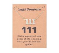 Angel Number Necklace for Women Glitter 111 444 Angel Number Necklaces for Daughter Friend Inspirational Gift, Zinc, No Gemstone