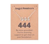 Angel Number Necklace for Women Glitter 111 444 Angel Number Necklaces for Daughter Friend Inspirational Gift, Zinc, No Gemstone