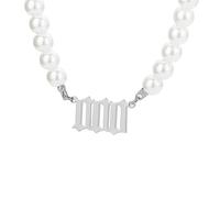 Angel Number Necklace for Women Pearl Choker Chain 000 111 222 333 444 555 666 777 888 999 Pendant Numerology Jewellery