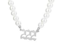 Angel Number Necklace for Women Pearl Choker Chain 000 111 222 333 444 555 666 777 888 999 Pendant Numerology Jewellery