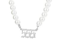 Angel Number Necklace for Women Pearl Choker Chain 000 111 222 333 444 555 666 777 888 999 Pendant Numerology Jewellery