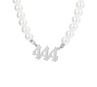 Angel Number Necklace for Women Pearl Choker Chain 000 111 222 333 444 555 666 777 888 999 Pendant Numerology Jewellery