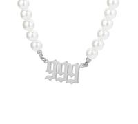 Angel Number Necklace for Women Pearl Choker Chain 000 111 222 333 444 555 666 777 888 999 Pendant Numerology Jewellery