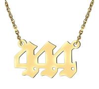 Angel Number Necklaces 111 222 333 444 Stainless Steel Necklace Choker 555 777 888 999 666 Numerology Jewelry Devil number Necklace (444)