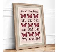 Angel Numbers Grid Minimalist Framed Wall Art Print A3 (42×29.7cm) Oak, Wall Decor for Living Room, Bedroom, Office & Home, Ready to Hang, Art Gift