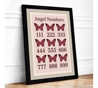 Angel Numbers Grid Minimalist Framed Wall Art Print A4 (29.7×21cm) Black, Wall Decor for Living Room, Bedroom, Office & Home, Ready to Hang, Art Gift