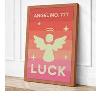 Angel of Luck Typography Canvas Wall Art Print 18x12 Inch (46 x 30 cm)