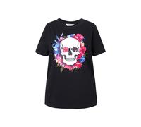 Angel of Style women's plus size T-shirt boxy fit floral skull motif 842498