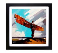 Angel of the North Gestural Framed Print | 18x18 Inch Black Framed Wall Art | Ready to Hang | Eclectic Historical Picture | Living Room Bedroom Lounge Office
