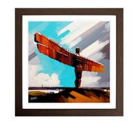 Angel of the North Gestural Framed Print | 18x18 Inch Walnut Framed Wall Art | Ready to Hang | Eclectic Historical Picture | Living Room Bedroom Lounge Office