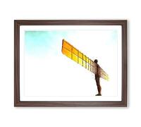 Angel Of The North In Gateshead Painting Modern Art Framed Print | A4 Walnut Framed Wall Art | Ready to Hang | Modern Historical Picture | Living Room Bedroom Lounge Office