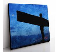 Angel Of The North In Newcastle Vol.1 Painting Modern Canvas Wall Art Print Ready to Hang, Framed Picture for Living Room Bedroom Home Office Décor, 35x35 cm (14x14 Inch)