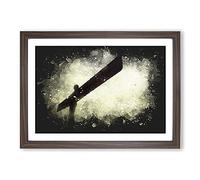 Angel of The North in Newcastle Vol.4 Paint Splash Framed Print | A2 Walnut Framed Wall Art | Ready to Hang | Modern Nature Picture | Living Room Bedroom Lounge Office
