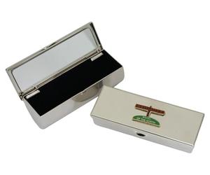 Angel of The North Metal Lipstick Case with Mirror Silver Personalised Engraving Gift 601
