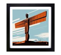 Angel of the North Mid-Century Framed Print | 18x18 Inch Black Framed Wall Art | Ready to Hang | Mid-Century Modern Nature Picture | Living Room Bedroom Lounge Office