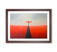 Angel of the North Minimalism Framed Wall Art Print, Ready to Hang Picture for Living Room Bedroom Home Office, Walnut A2 (66 x 48 cm)