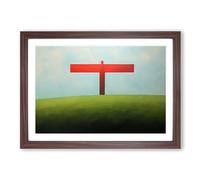 Angel of the North Minimalism No.2 Framed Print | A2 Walnut Framed Wall Art | Ready to Hang | Minimalist Nature Picture | Living Room Bedroom Lounge Office