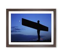 Angel of the North Newcastle 2 Modern Framed Wall Art Print, Ready to Hang Picture for Living Room Bedroom Home Office Décor, Walnut A2 (64 x 46 cm)