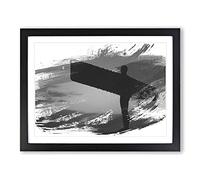 Angel of the North Newcastle 2 V1 Modern Framed Wall Art Print, Ready to Hang Picture for Living Room Bedroom Home Office Décor, Black A3 (46 x 34 cm)