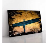 Angel of The North Newcastle 3 Coal Black Canvas Wall Art Print 30x20 Inch