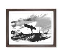 Angel of the North Newcastle 4 V1 Modern Framed Print | A3 Walnut Framed Wall Art | Ready to Hang | Modern Nature Picture | Living Room Bedroom Lounge Office