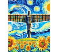 Angel of the North Notebook: Vincent Van Gough Style, Paperback, lined, 100 pages, 8 x 10 inches
