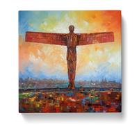 Angel of the North Post-Impressionism Canvas Print | Gallery Wrapped 30mm Frame Wall Art | 20x20 inches | Ready to Hang | Impressionist Religious Picture | Living Room Bedroom Lounge Office