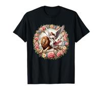 Angel on a Lion Surrounded by Flowers - Beautiful Angel T-Shirt