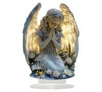 Angel Ornament Devout Girl With Glowing Angel Wings Desktop Tabletop Home Decoration for Bedroom Living Room Study Room Office Decor Christmas Birthday Gifts