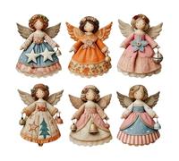 Angel Ornaments - 8x5x0.2cm Hanging Figures, 6pc Cord Pendant for Indoor, Decorative Charm with Natural String, Home Decor Piece, Small Figurine for Family Friends, Kids Wreath and Outdoor Garland
