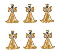 Angel Ornaments for Christmas Tree, 6PCS Glitter Gold Glass Christmas Angel, Hanging Crystal Christmas Ornaments with Rope for Xmas Tree Wall Porch