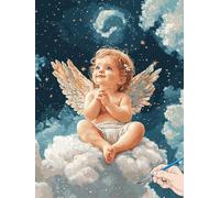 Angel Paint by Numbers for Adults Cute Painting by Numbers for Aadults Kids, Canvas Oil Paintings with Acrylic Pigment Kits Hobbies for Adults Women Christmas Decorations Room Decor Gifts 30x40cm D-43