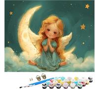 Angel Paint by Numbers for Adults, Paint by Numbers Kits Moon on Canvas for Beginner, DIY Canvas Oil Painting Kit with Acrylic Pigment and Brushes, Home Wall Decor, Gifts for Women 36x48in V-8719