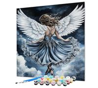 Angel Paint by Numbers for Adults, Wing Painting by Number for Adults, DIY Color Oil Painting with Canvas Brushes and Acrylic Paints kits for Wall Decor Gifts, Gifts 30x40cm/12x16inch (Model-1258)