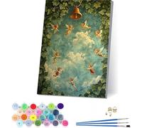 Angel Paint by Numbers for Adults with Frame, Leaves Paint by Numbers on Canvas, Easy DIY Oil Painting Kit with Brushes for Beginner, Adult Crafts, for Home Wall Decor, Gifts for Women 28x38in 1-8627