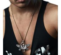 Angel Pendant Necklace - Angel Wings Charm Necklace, Artistic Handmade Seraphim Pendant With Adjustable Long Chain, Lightweight Comfortable | For Men Women Gift Birthday Fashion Accessory