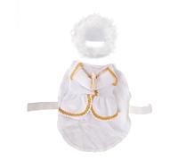 Angel Pet Costume, Funny Cosplay Pet Clothes, Abrasion Comfortable Polyester Costume with Elastic Straps for Halloween Christmas Party Events (M)