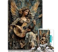 Angel Playing Guitar Oil Painting Adult Jigsaw Puzzles 1000,Help The Brain Exercise Addictive Toys to Cultivate Patience Suitable for Couples 38x26cm