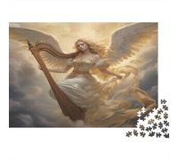 Angel Playing Harp 1000 Piece Puzzle for Adults Angel Harp Clouds Challenging Premium Thick Sturdy Vibrant Stress Relief Decor 38x26cm/1000pcs